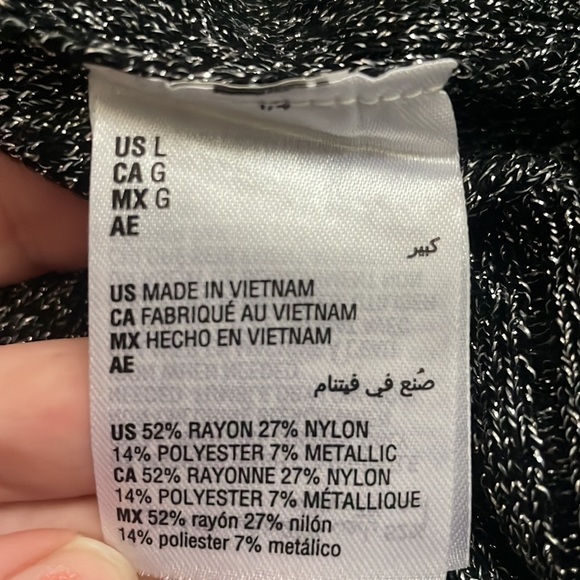 INC Womens Gray Glitter Long Sleeve Off Shoulder Party holiday Blouse top size L - Picture 11 of 12